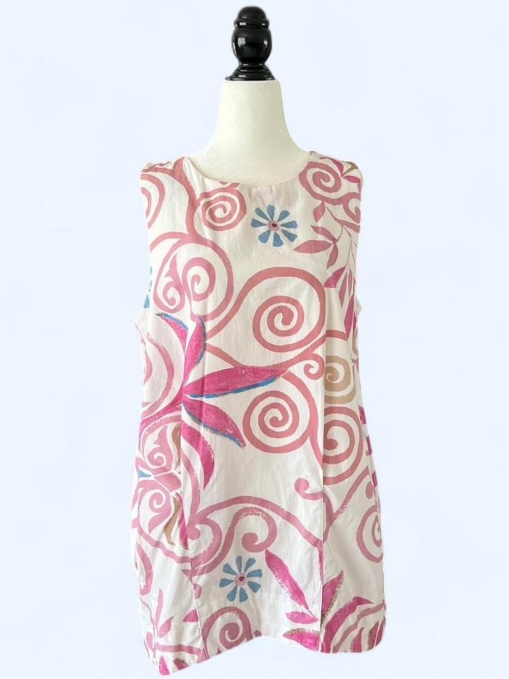 Marie La Lune Pink Floral Mini Dress Pockets Coastal Whimsy Cottagecore L